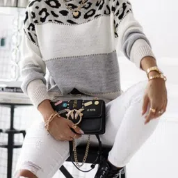 StyleCast Women Animal Printed Boat Neck Long Sleeves Pullover Sweater-picture-33