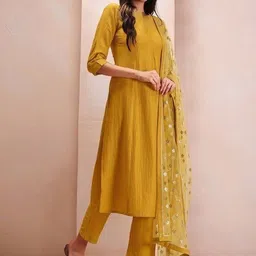 YAMUNE Women Regular Kurta with Trousers & With Dupatta-picture-15