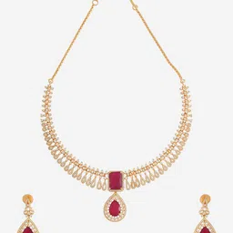 Kushal's Fashion Jewellery Gold-Plated CZ Stone Studded Jewellery Set image 2