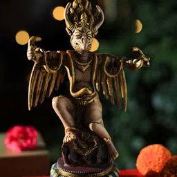 Revive Home Brown & Yellow Textured Garuda Showpieces image 2