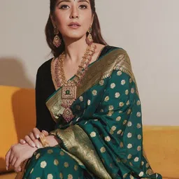 CANIZZARO Woven Design Zari Silk Blend Banarasi Saree image 3