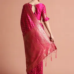 Desi Fusion Ethnic Motifs Woven Design Zari Banarasi Saree image 5