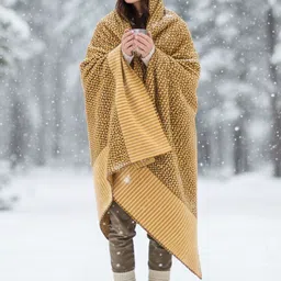 Tharunsha Elite Yellow & Mustard Geometric Pure Cotton AC Room 150 GSM Blanket image 2