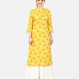 Biyu Floral Printed Mandarin Collar Straight Kurta-image-6
