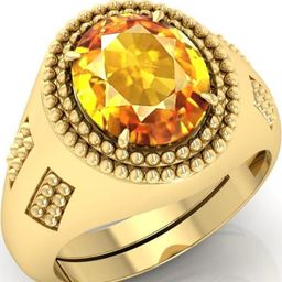 todani jems 5.25 Ratti Pukhraj Stone Original Certified Yellow Sapphire Gemstone Gold Plated | Adjustable Ring-picture-22