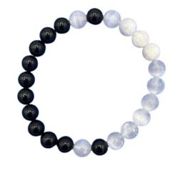 VIBESLE Unisex Black & White Crystals Elasticated Bracelet-picture-14
