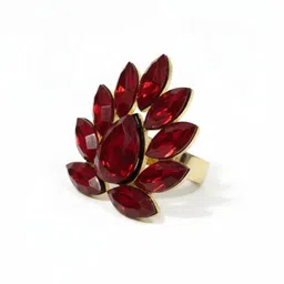 ANIKAS CREATION Gold-Plated Stone-Studded Adjustable Finger Ring image 5