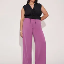 Mauve Taupe Curve Straight Fit Korean Pants-image-53