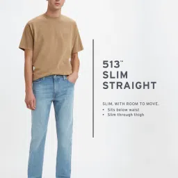 levi's Men's 513 Blue Slim Straight Fit Mid Rise Jeans image 2