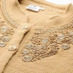 BAESD Women Floral Printed Woollen Cardigan with Embroidered Detail image 2