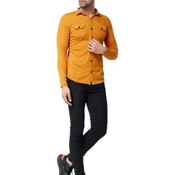 BEYOU FASHION Men Solid Spread Collar Cotton Casual Shirt image 5
