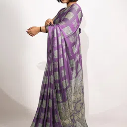 KALINI Poly Chiffon Block Print Saree image 5