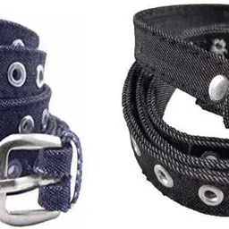 sulit Women Evening, Party, Formal, Casual Blue, Black Artificial Leather, Canvas Belt-picture-22