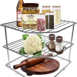 manan Utensil Kitchen Rack 2 SHELF CORNER Steel-picture-12
