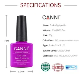 CANNI Gel Color System Coat Color Soak-Off UV & LED Nail Polish 7.3 ml-Saturated Pink 121 image 2