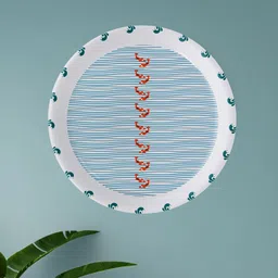 nestroots White & Blue Printed Ceramic Wall Plate-picture-34