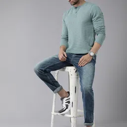 Roadster Men Sea Green Henley Neck T-shirt-picture-17