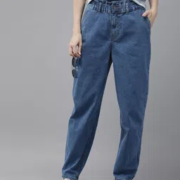 The Roadster Life Co. Women Slouchy Fit High-Rise Paperbag Waist Stretchable Jeans-image-8