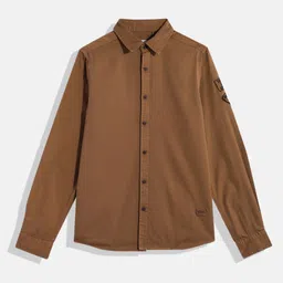 UTH by Roadster Boys Brown Solid Pure Cotton Casual Shirt-image-22