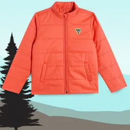 Allen Solly Junior Boys Orange Solid Padded Jacket-picture-48