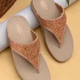 Rocia by Regal Women's Rose Gold Thong Wedges-image-62