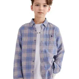 Rare Ones Boys Blue Cotton Checks Shirt-image-52