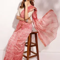 Fabindia Pink Cotton Silk Blend Sari image 4