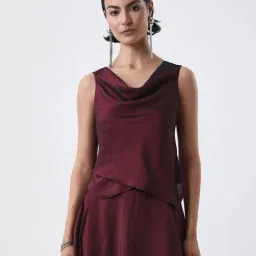 RAREISM Maroon Polyester Solid Top-picture-37