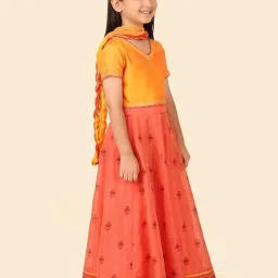 Fabindia Kids Coral Printed Lehenga Set image 4