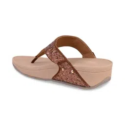 Rocia by Regal Women's Antique Gold Thong Wedges image 5