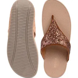 Rocia by Regal Women's Antique Gold Thong Wedges image 4