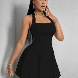 Outzidr Women Halter Neck Fit & Flare Mini Dress image 4