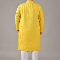 SOJANYA PLUS Size Floral Embroidered Band Collar Sequinned Cotton Straight Kurta image 3