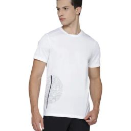 ALCIS White Cotton Slim Fit Printed Sports T-Shirt-picture-43