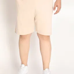 Chkokko Pastel Beige Cotton Regular Fit Shorts-picture-30