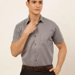 Jainish Brown Regular Fit Striped Shirt-picture-32