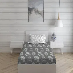 Layers Illuminating Homes Floral Grey 144 TC Cotton Single Bed Sheet with 1 Pillow Cover-image-9
