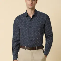 Allen Solly Navy Cotton Slim Fit Printed Shirts-image-43