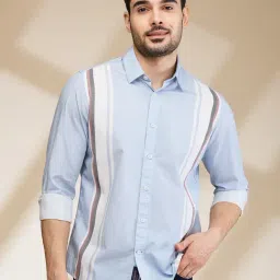 Being Human Blue Slim Fit Striped Shirt-picture-28