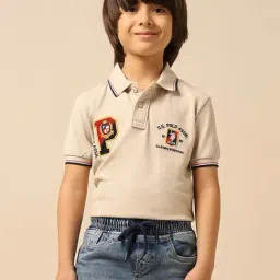 U.S. Polo Assn. Boys Beige Cotton Logo Polo T-Shirt-picture-39