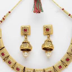 Panash Red & Gold Plated Stone Studded Jewellery Set image 4