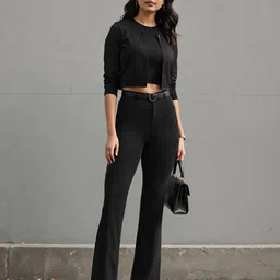 Blissclub Women Flared High-Rise Trousers-picture-29