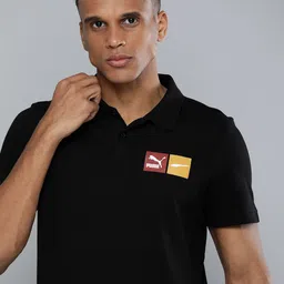 Puma Men Black Solid Polo Collar Archive Graphic ll T-Shirt with PUMA Logo Branding-picture-26