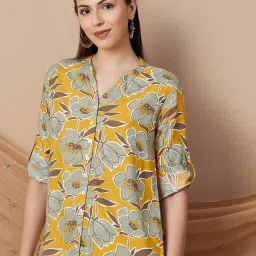 Melange by Lifestyle Mustard Printed Straight Kurti image 4