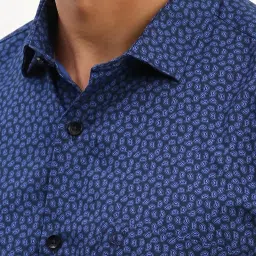 Allen Solly Navy Cotton Slim Fit Printed Shirt image 4