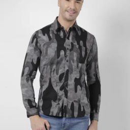 Numero Uno Grey Cotton Slim Fit Abstract Shirt-picture-28