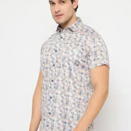 Duke Peach Blended Slim Fit Printed Shirt image 3