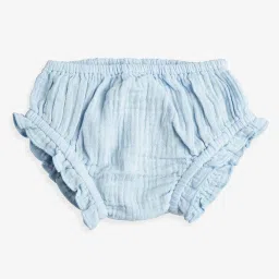 ed-a-mamma baby Ed-A-Mamma Girls Blue Cotton Self Design Casual Dress with Bloomer image 4