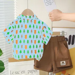 INCLUD Boys Printed Short Sleeves Shirt With Shorts image 5