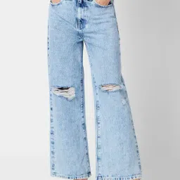 Spykar Light Blue Cotton Distressed High Rise Jeans-picture-14